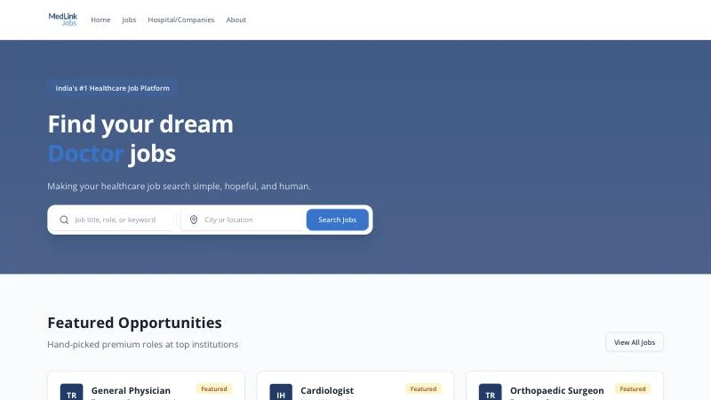 MedLink Jobs homepage